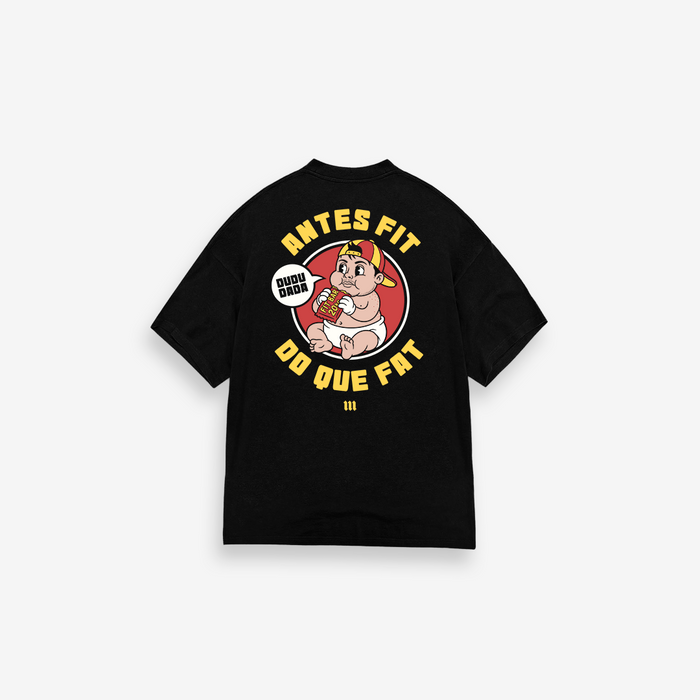 Camiseta Oversized Treino Preta Mith Antes Fit do que Fat