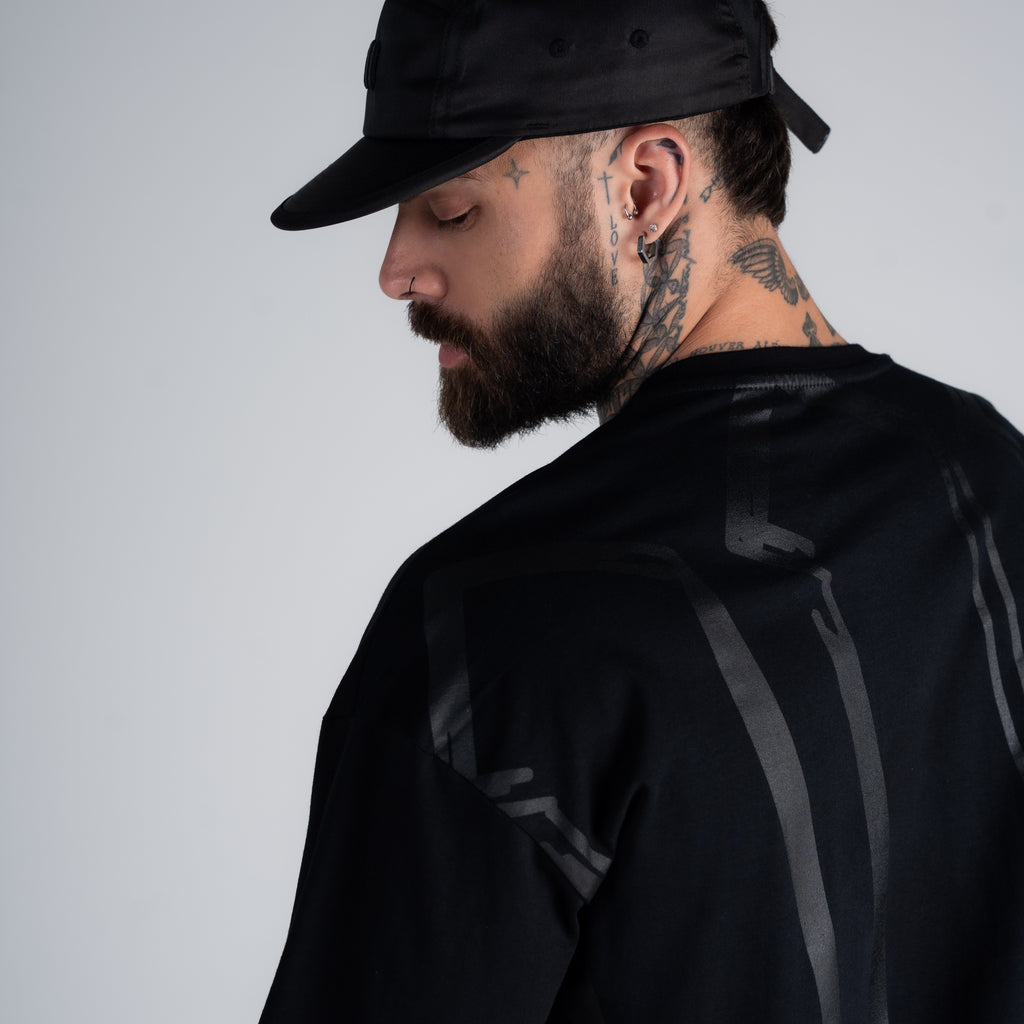 Camiseta Oversized Mith Nation Doodle Preto