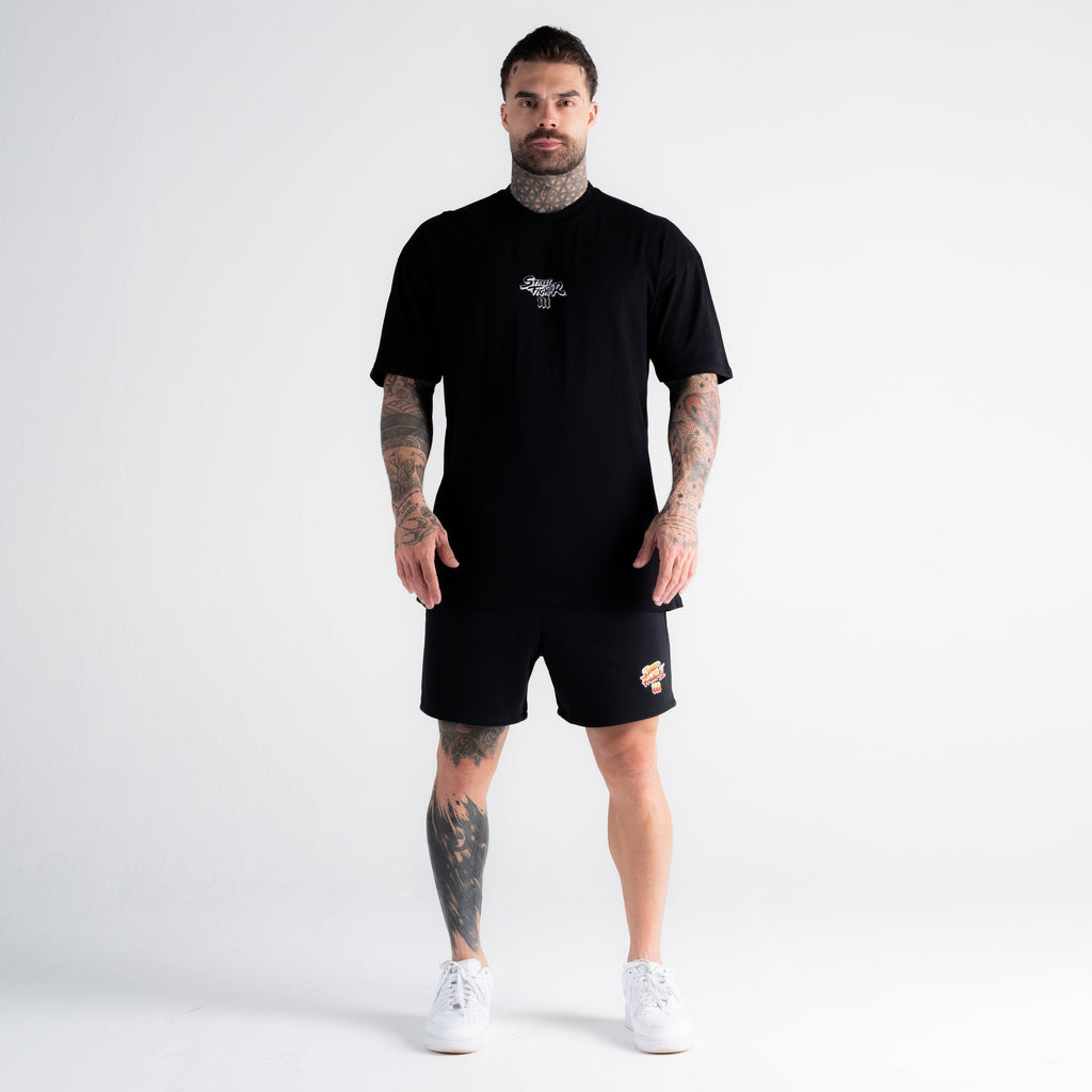 Camiseta Oversized Street Fighter Logo Line Preto
