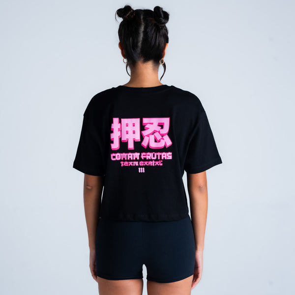 Cropped Oversized Comam Frutas Preto