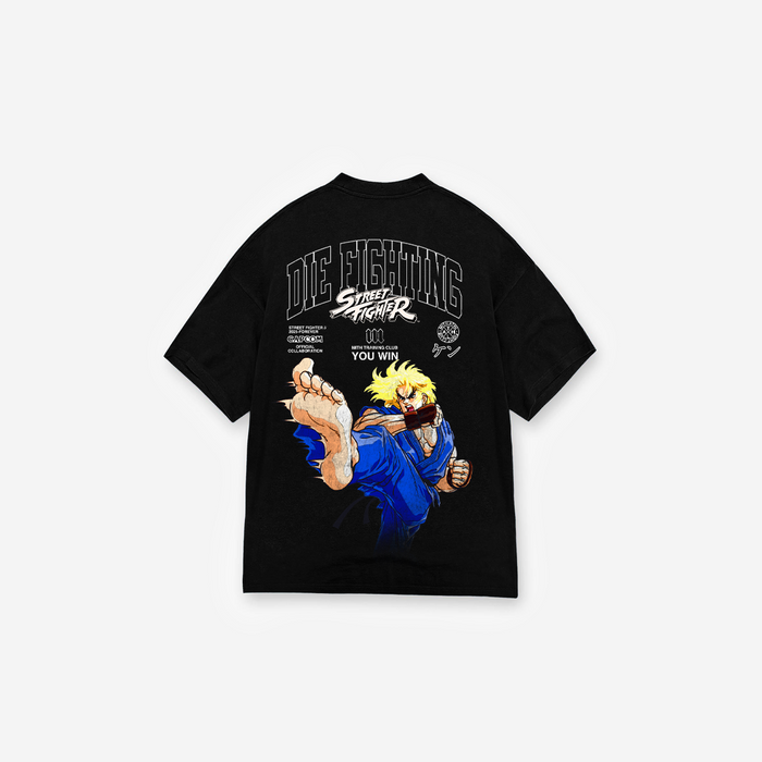 Camiseta Oversized Street Fighter Ken Preto
