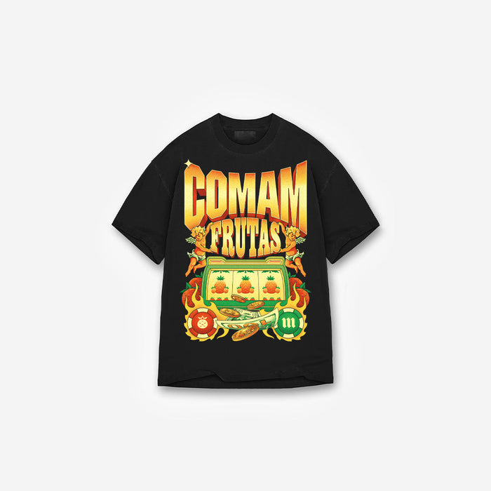 Camiseta Oversized Estonada Mith Comam Frutas Cassino Chumbo