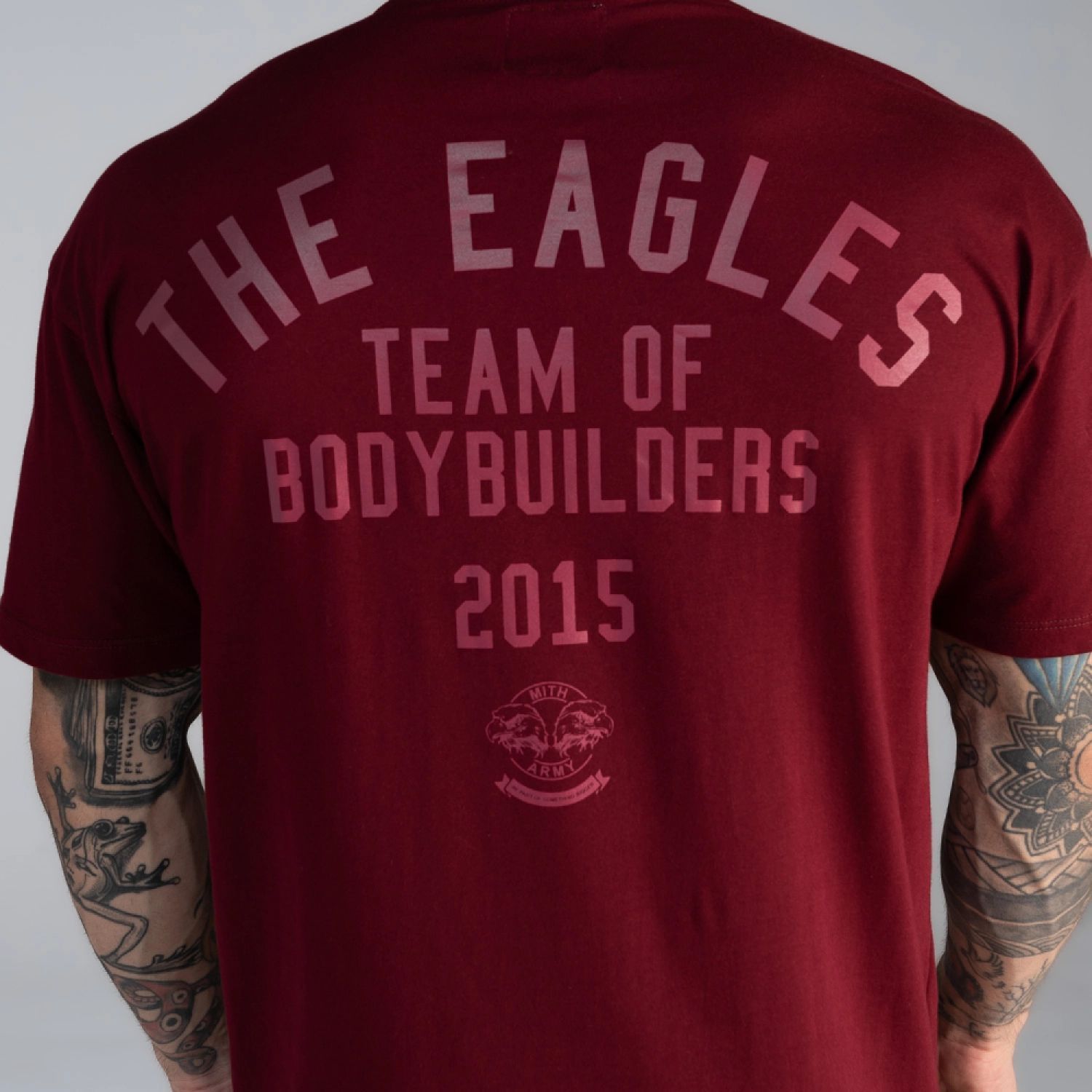 Camiseta Oversized Mith Army Team Bodybuilding Bordô