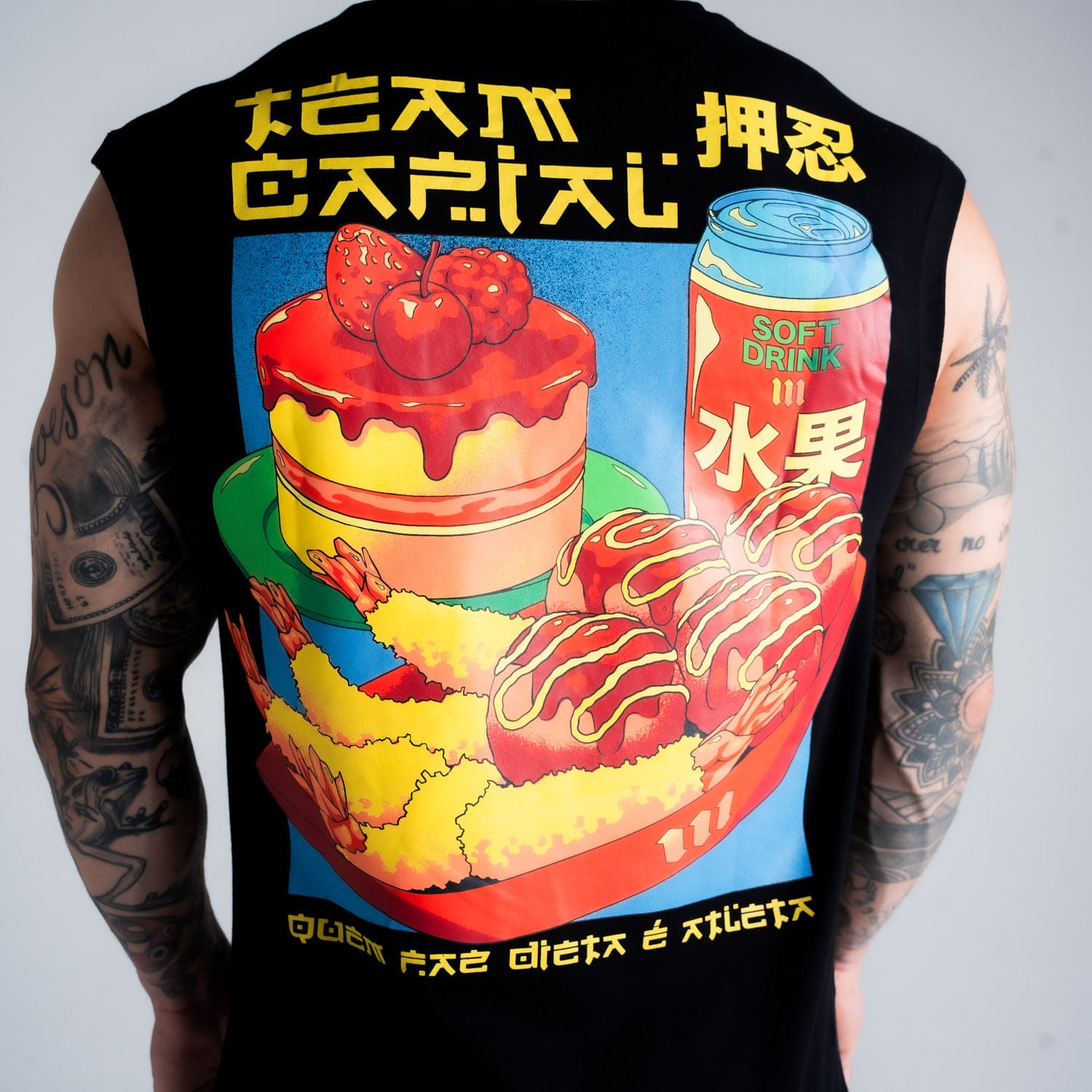 Regata Drop Shoulder Slevelles Comam Frutas Ranchi Preto