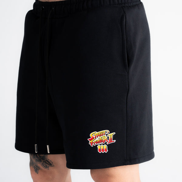 Shorts De Moletom Curto Mith Street Fighter Logo Preto