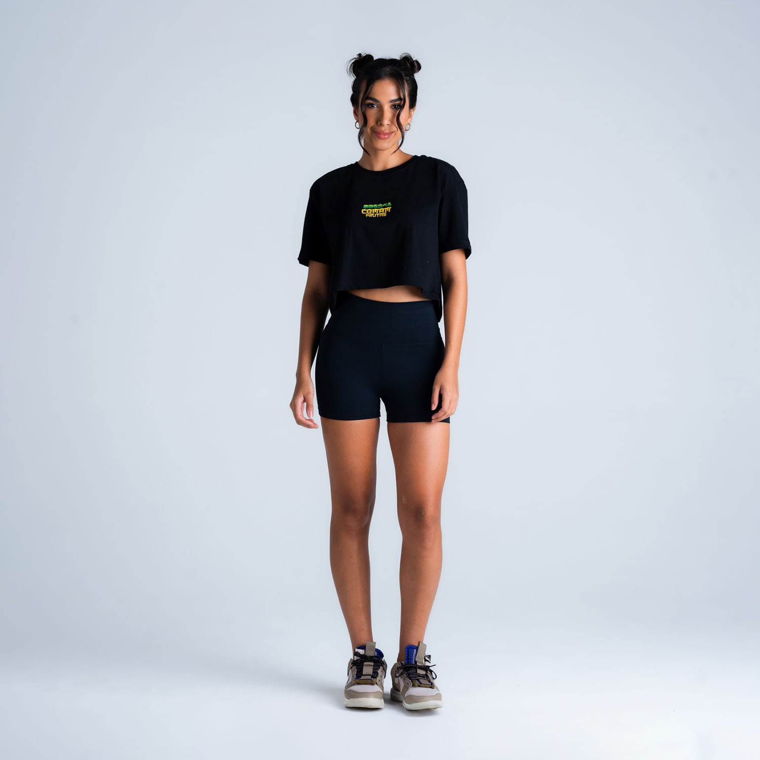 Cropped Estonado Comam Frutas Dragão Preto