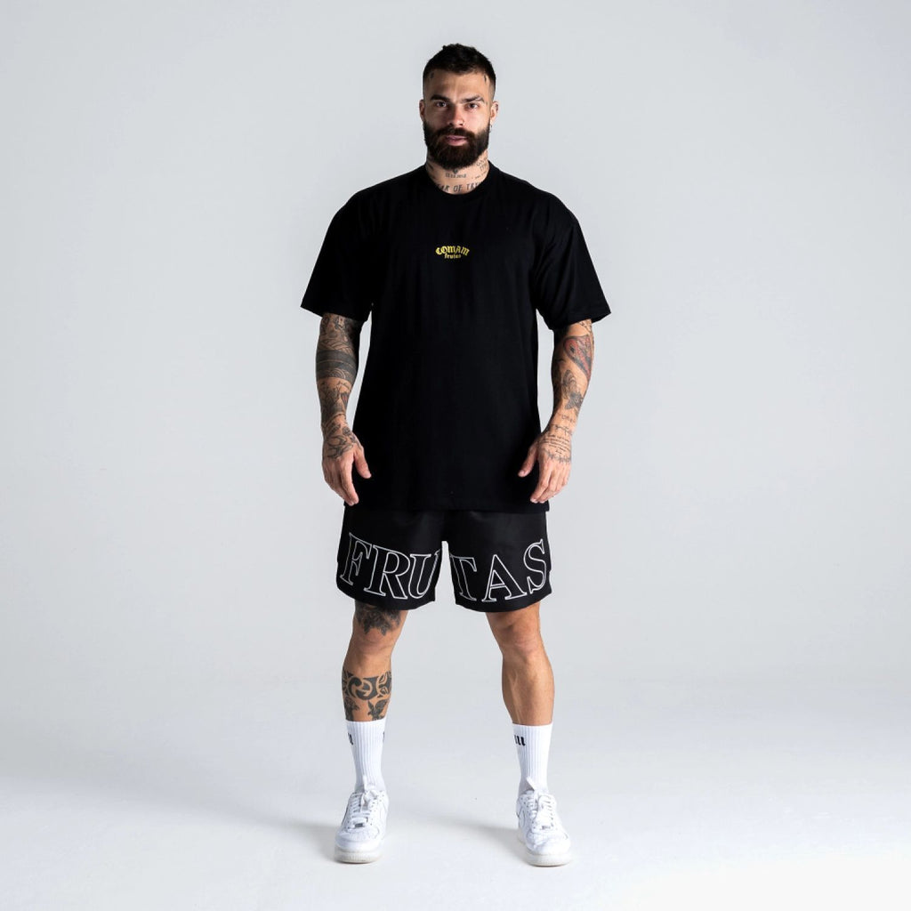 Camiseta Oversized Comam Frutas Abacaxi Preta