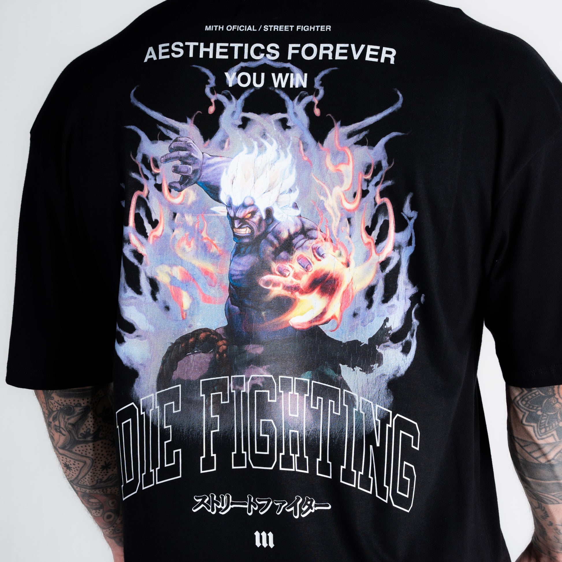 Camiseta Oversized Street Fighter Akuma Aesthetics Preto