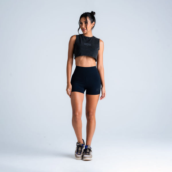 Regata Feminina Cut Off Estonada Comam Frutas Logo Preto