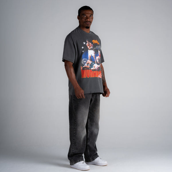 Camiseta Oversized Estonada Muhammad Ali Cinza
