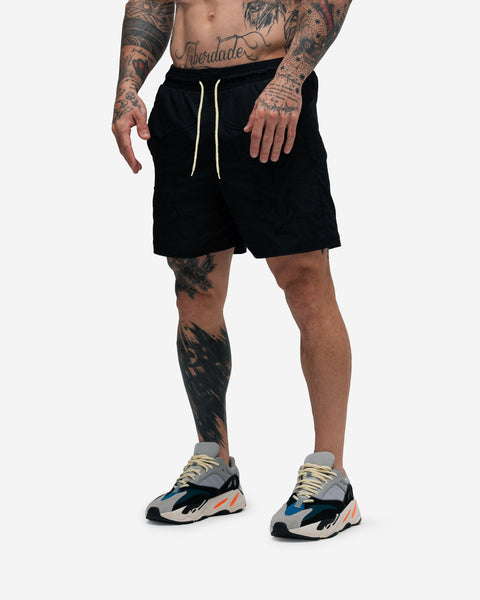 Shorts de Tactel Mith Comam Frutas Flames Preto