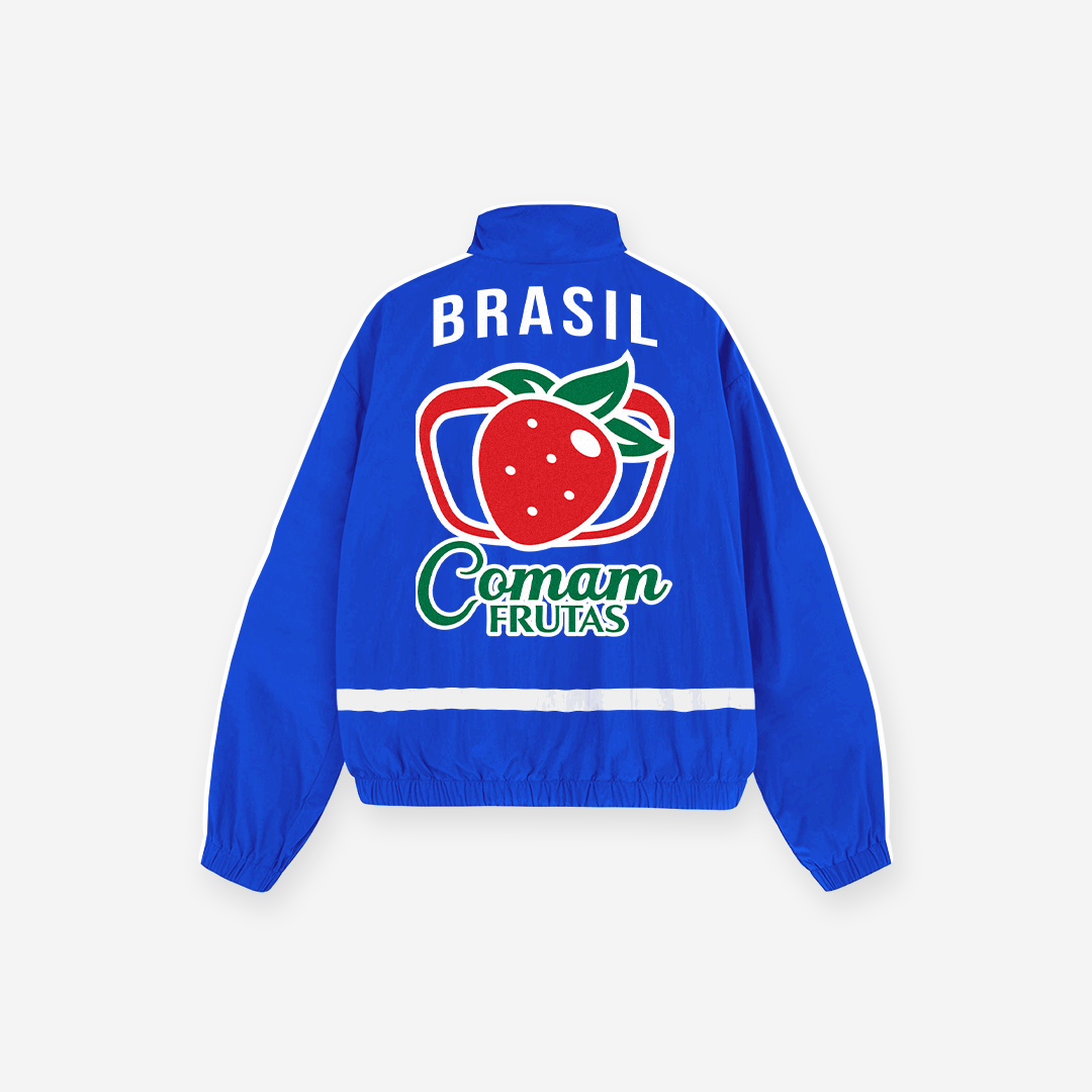 Jaqueta Corta Vento Comam Frutas Guaraná Azul