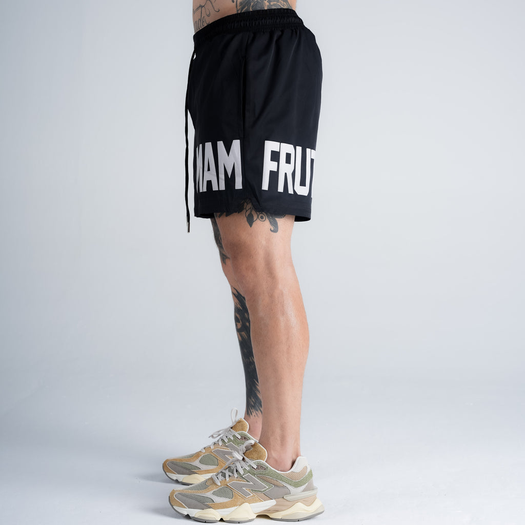 Shorts Curto Tactel Comam Frutas Write Preto