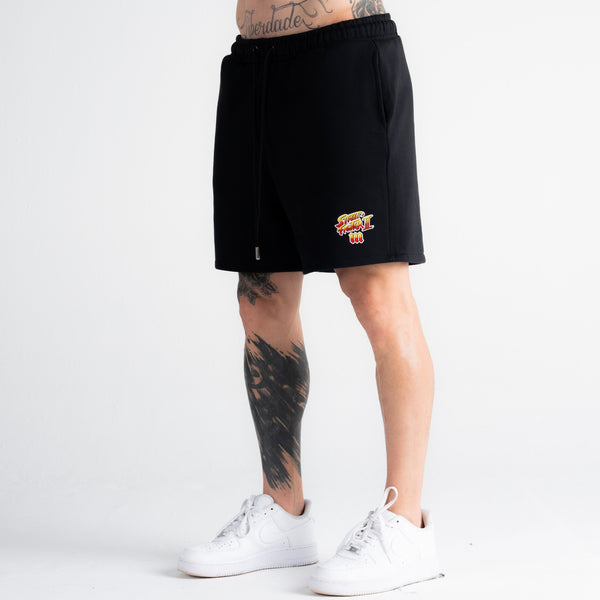Shorts De Moletom Curto Mith Street Fighter Logo Preto