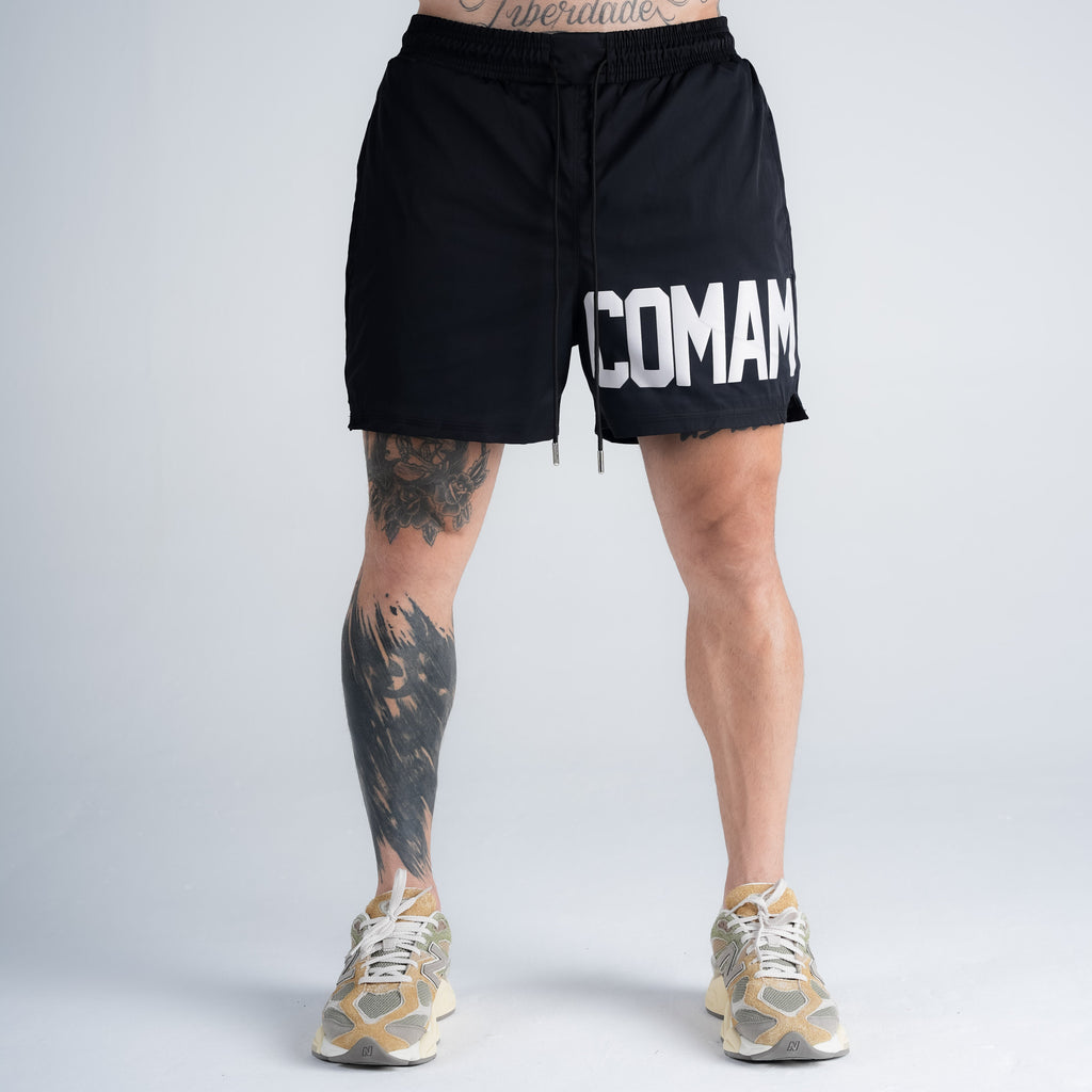 Shorts Curto Tactel Comam Frutas Write Preto