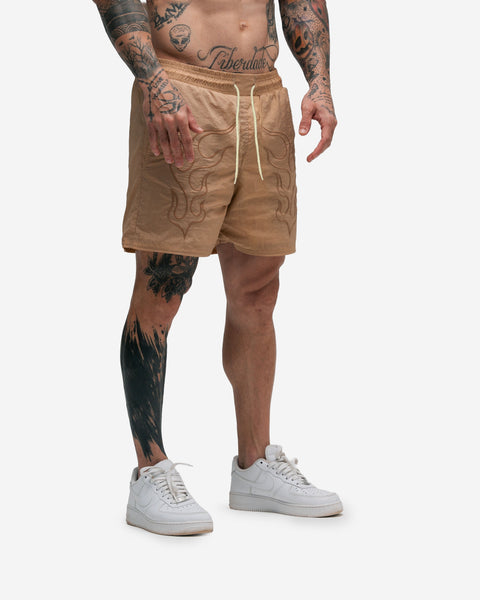 Shorts Curto de Tactel Mith Comam Frutas Flame Bege