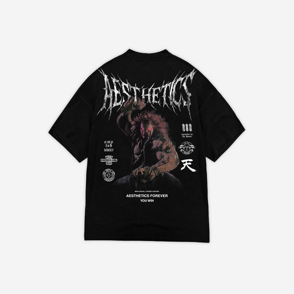 Camiseta Oversized Treino Preta Mith x Street Fighter Akuma