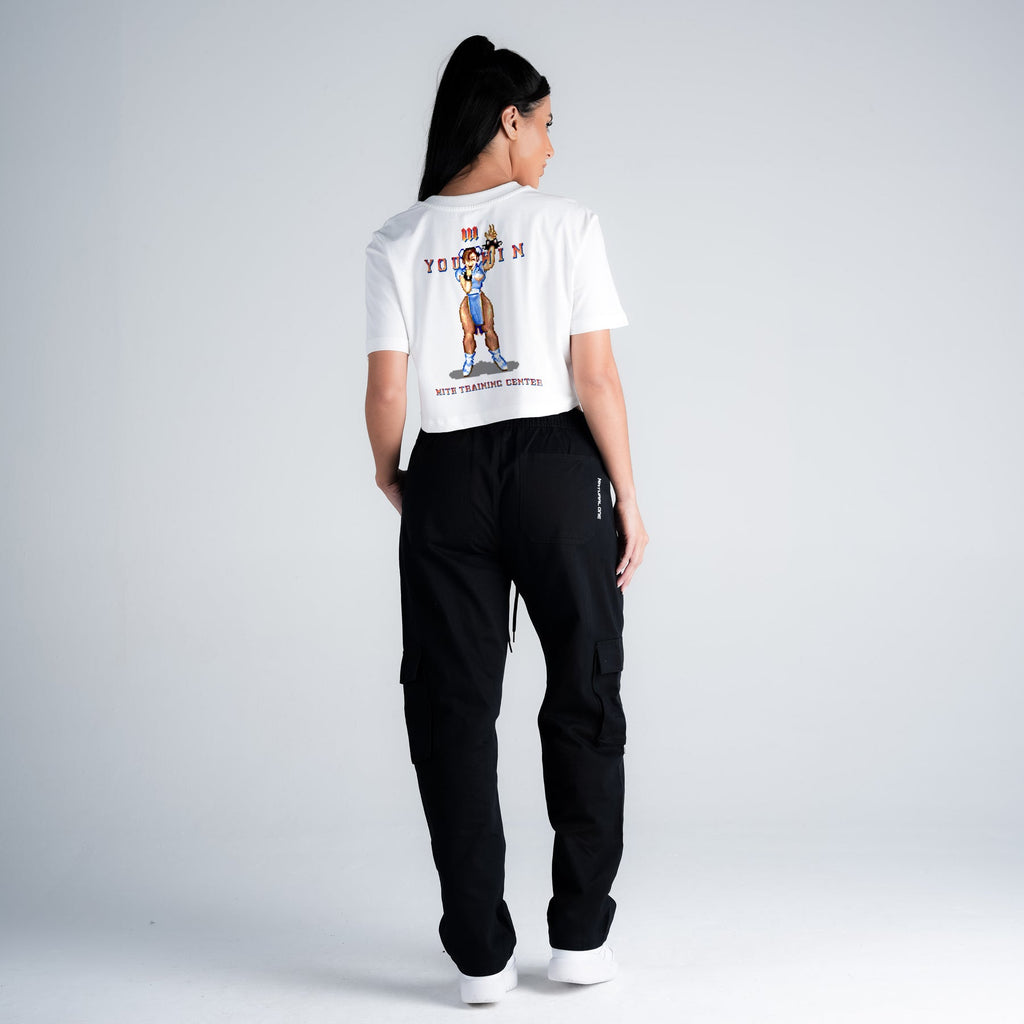 Cropped Feminino Mith Street Fighter You Win Off White