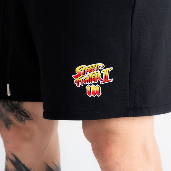 Shorts De Moletom Curto Mith Street Fighter Logo Preto