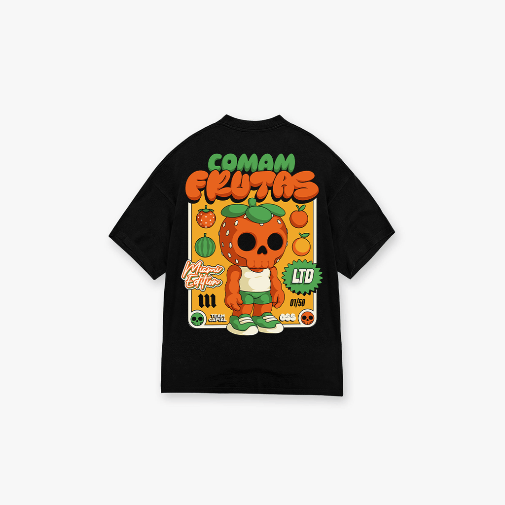 Camiseta Oversized Comam Frutas Toyart Preto
