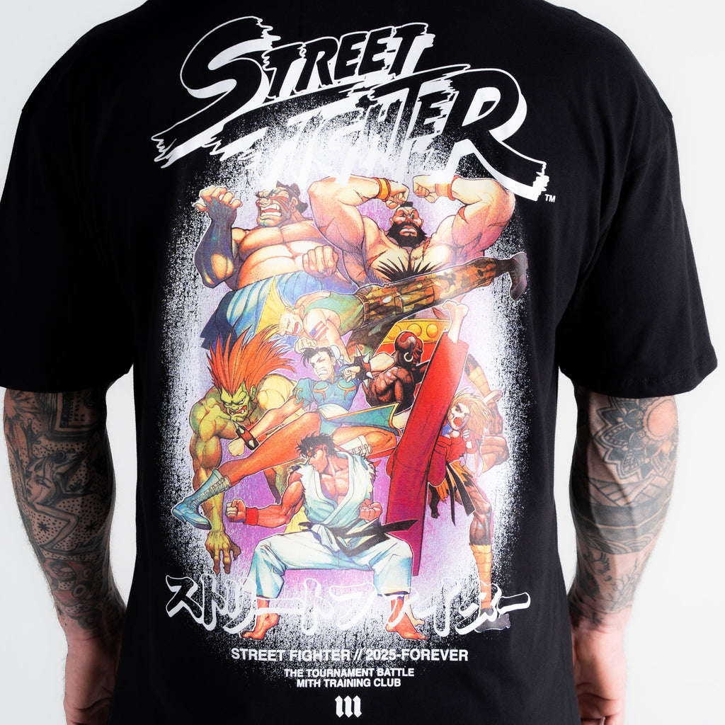 Camiseta Oversized Street Fighter Logo Line Preto