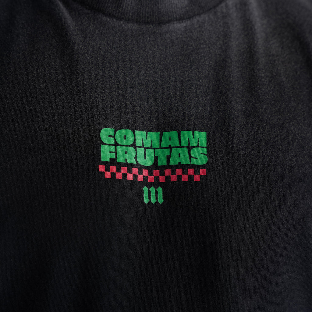 Camiseta Oversized Estonada Comam Frutas Burger Preto