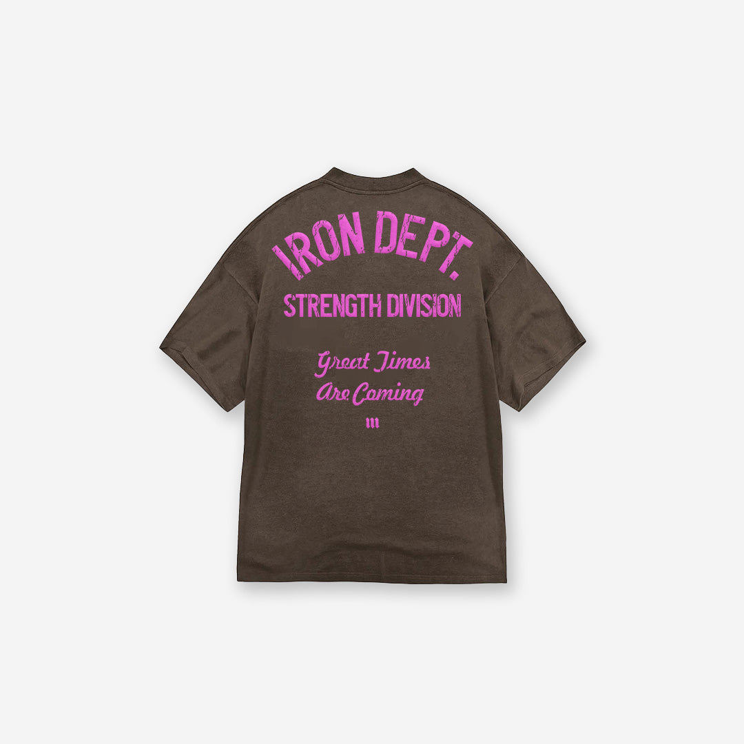 Camiseta Oversized Estonada Mith Iron Dept. Marrom
