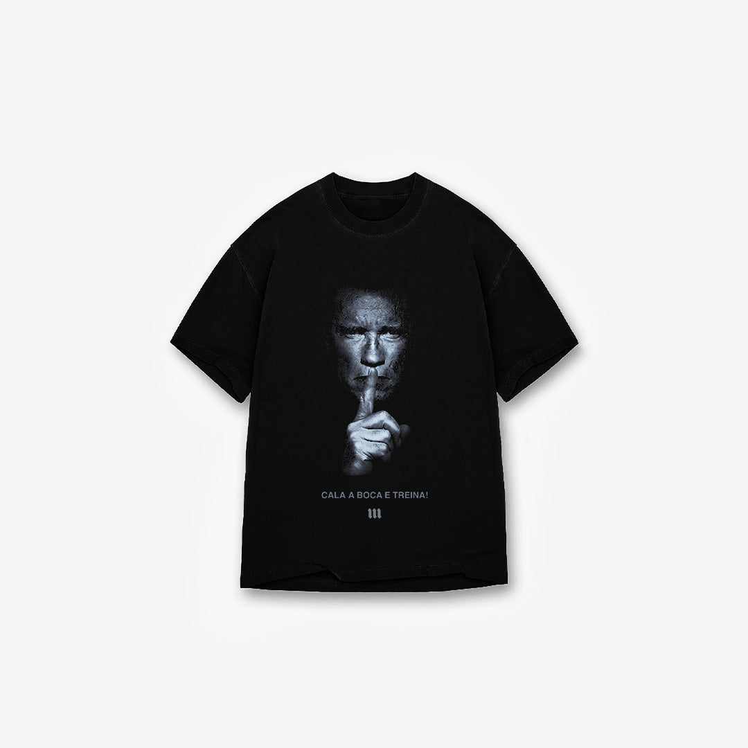 Camiseta <strong>Oversized Treino</strong> Mith Cala a Boca e Treina Preto