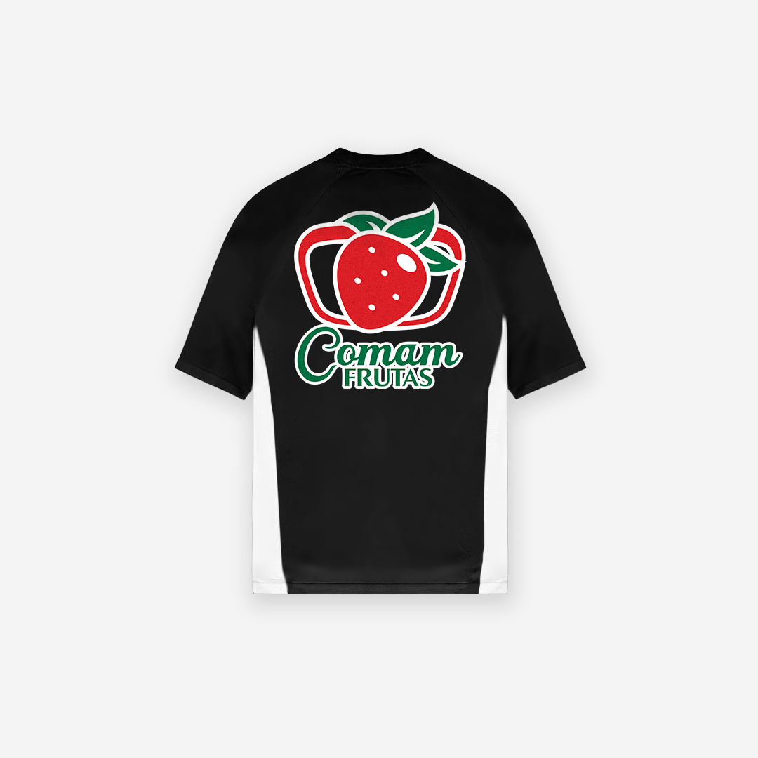 RashGuard <strong>Compressão </strong> Mith Comam Frutas Preto