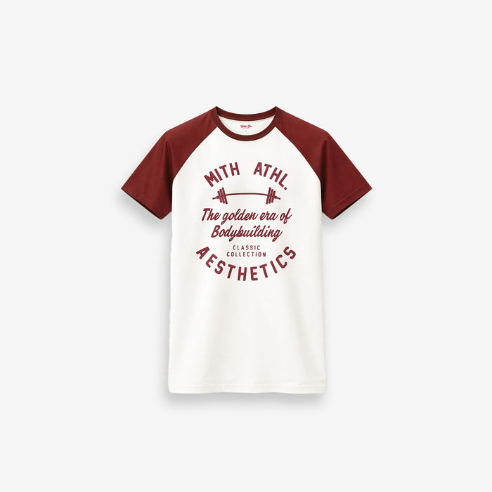 Camiseta Raglan Golden Era Off White e Bordo Athl Aesthetics