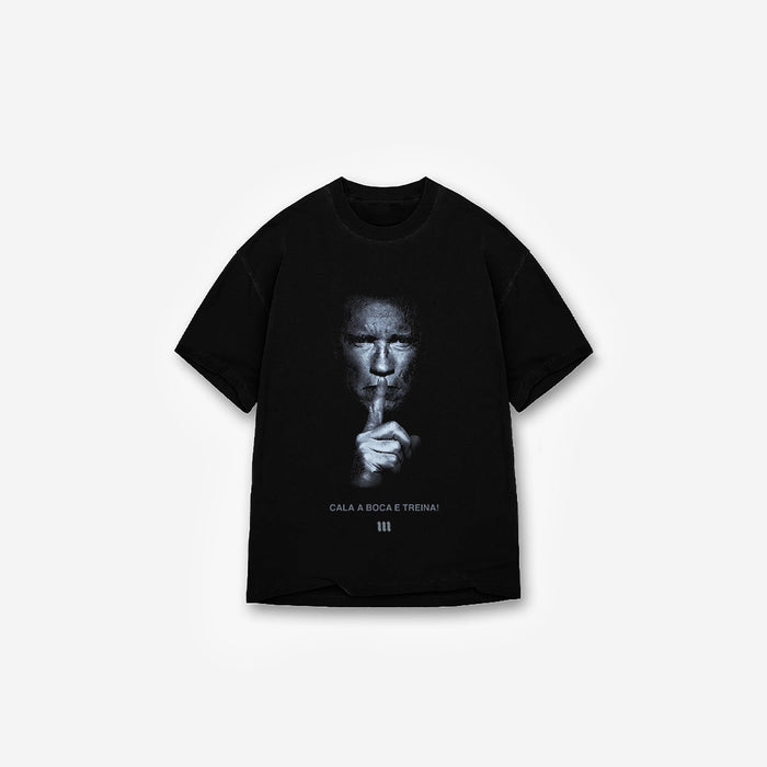 Camiseta <strong>Oversized Treino</strong> Preta Mith Cala a Boca e Treina