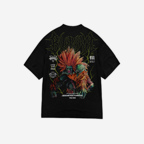 Camiseta  Oversized Treino Preta Mith x Street Fighter Blanka