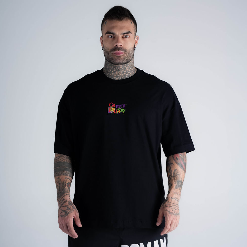 Camiseta Oversized Comam Frutas By Mith Preto