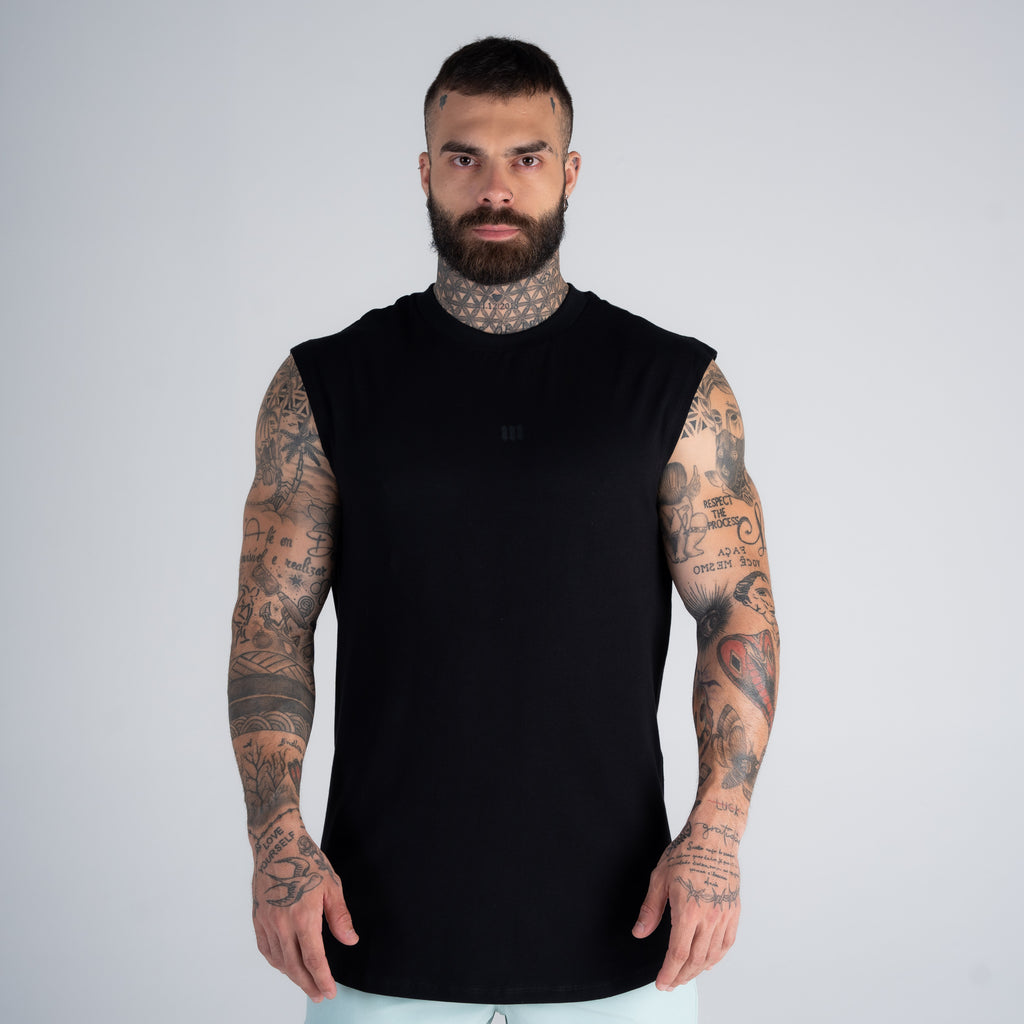 Regata Drop Shoulder Slevelles Mith Nation Doodle Preto