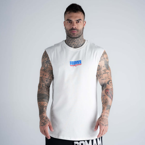 Regata Drop Shoulder Slevelles Mith Comam Frutas Reticule Burger Off White