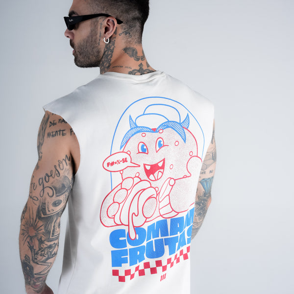 Regata Drop Shoulder Slevelles Mith Comam Frutas Reticule Burger Off White