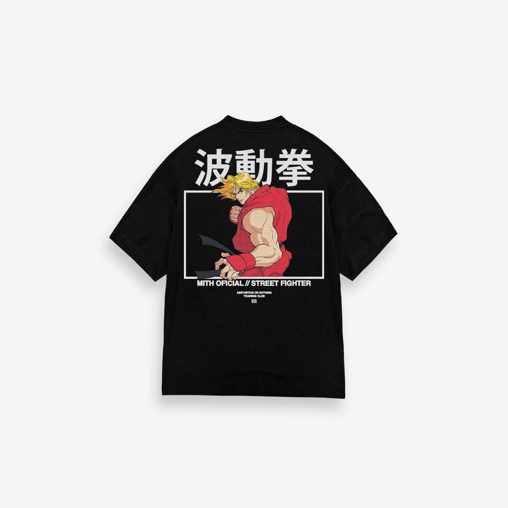 Camiseta Oversized Street Fighter Ken Fight Preto
