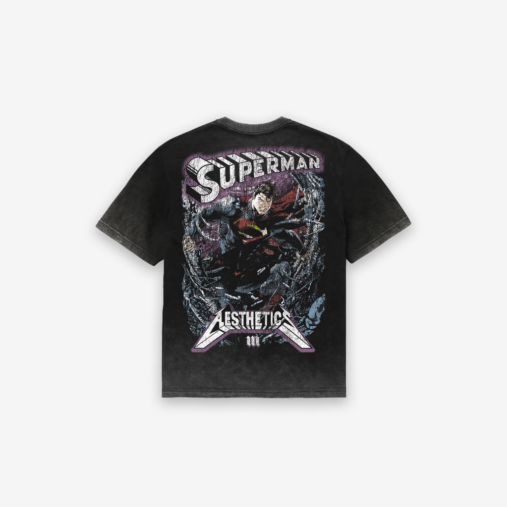 Camiseta <strong>Oversized Estonada Premium</strong> Mith X Superman Metalica Preto
