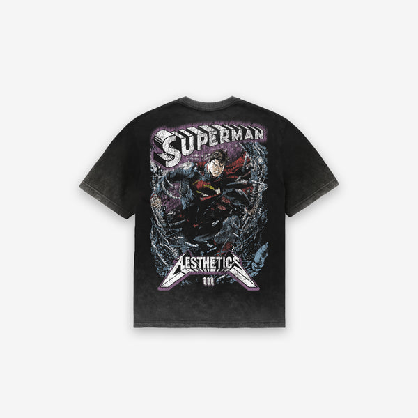 Camiseta <strong>Oversized Estonada Premium</strong> Mith X Superman Metalica Preto