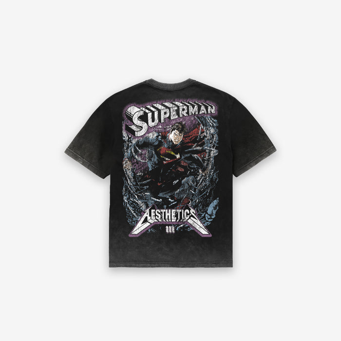Camiseta <strong>Oversized Estonada Premium</strong> Mith X Superman Metalica Preto