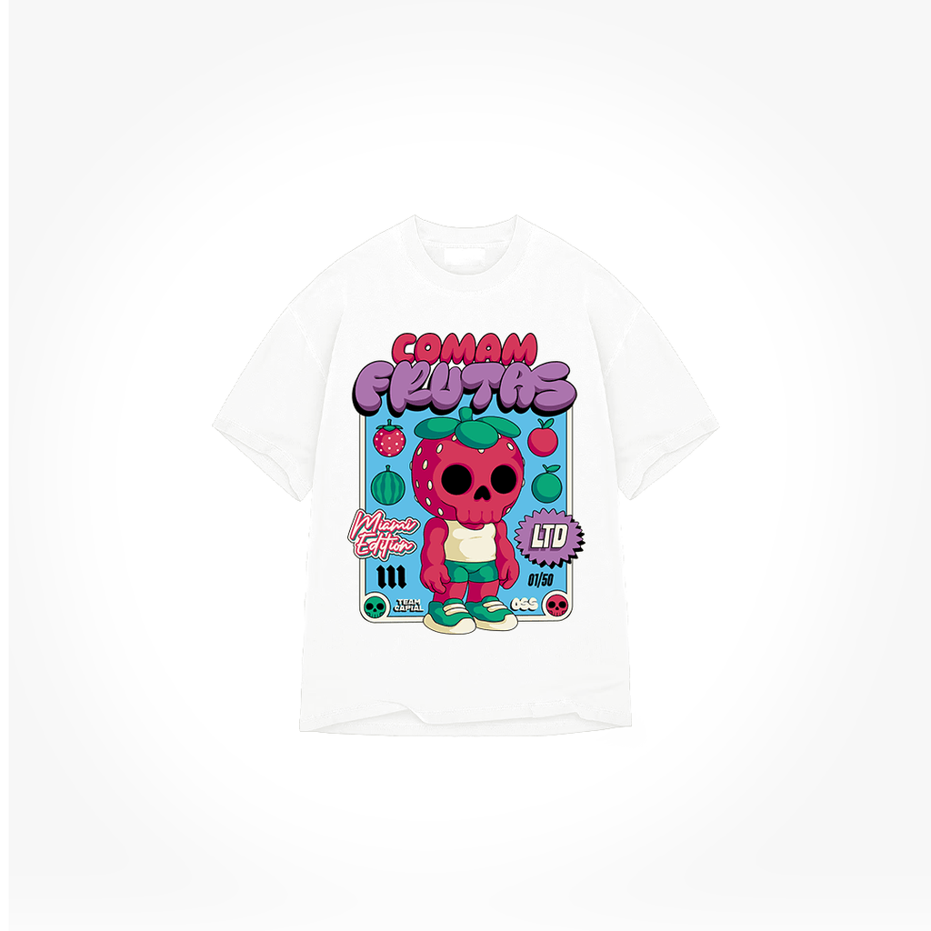 Camiseta Oversized Comam Frutas Neon Toyart Off White