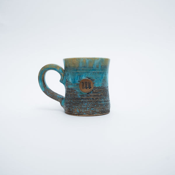 Caneca Feita a Mão Cerâmica Marfim Azul Mith