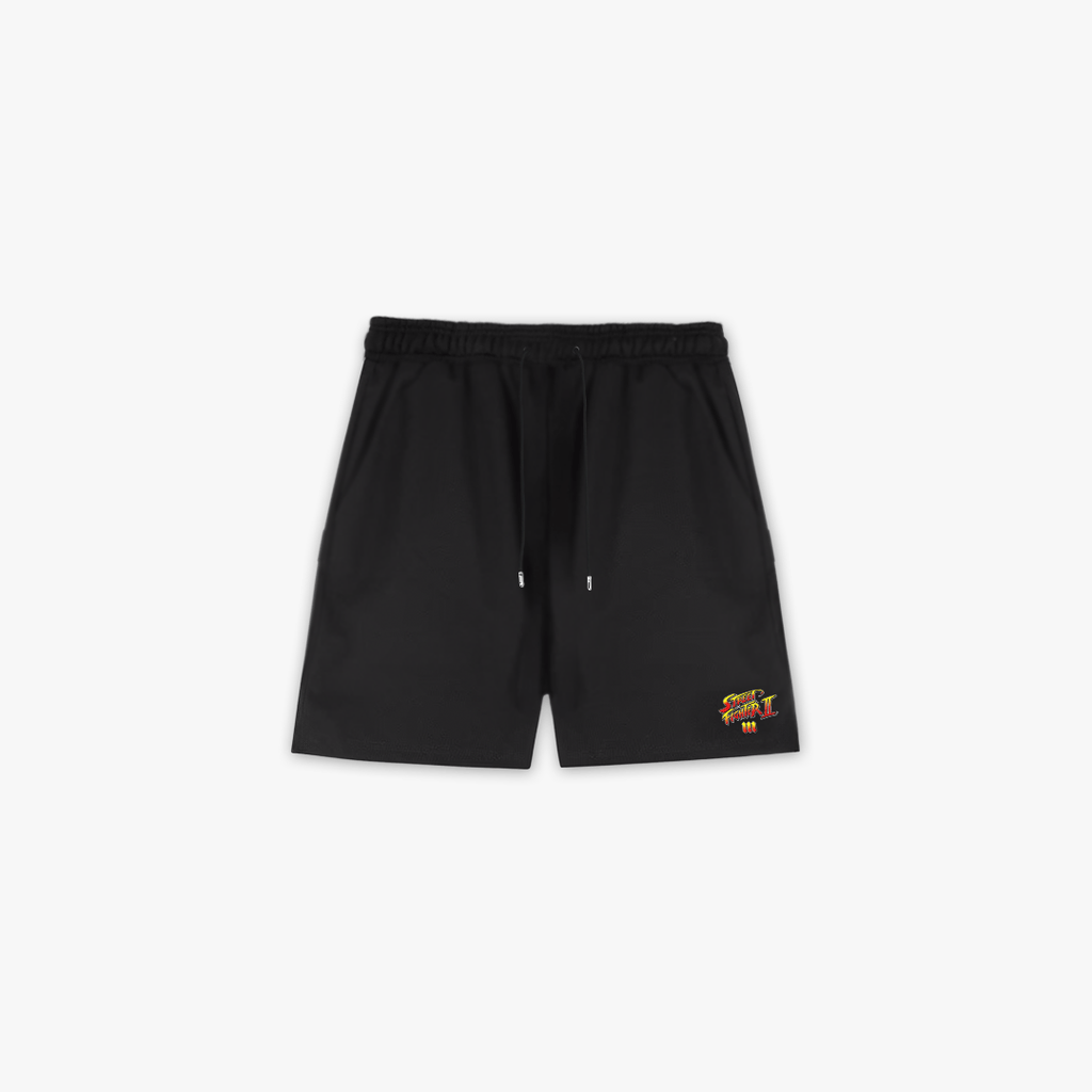 Shorts De Moletom Curto Mith Street Fighter Logo Preto
