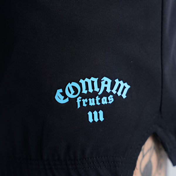 Shorts Curto Tactel Comam Frutas Preto