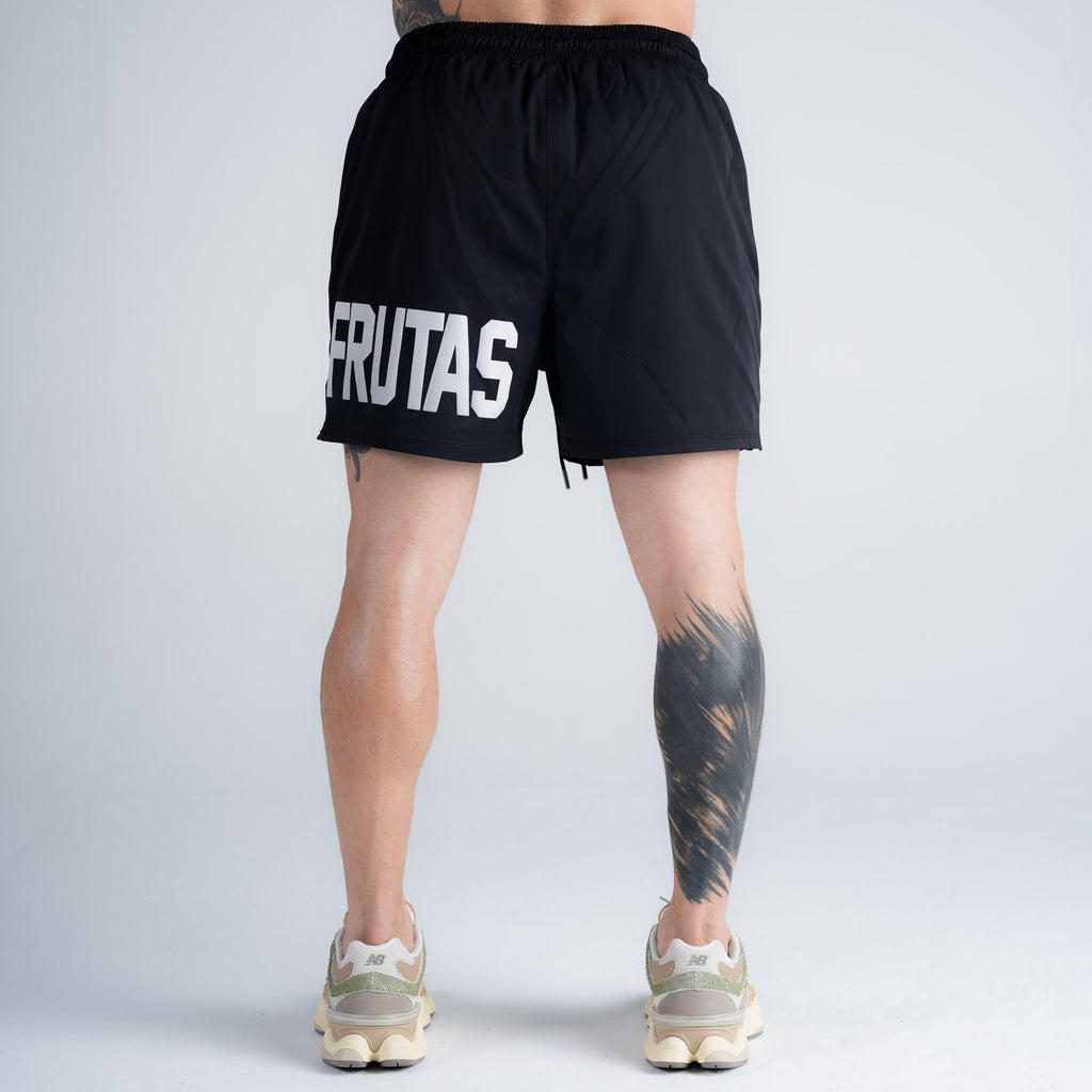 Shorts Curto Tactel Comam Frutas Write Preto