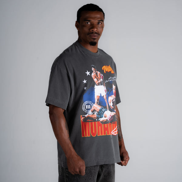 Camiseta Oversized Estonada Muhammad Ali Cinza