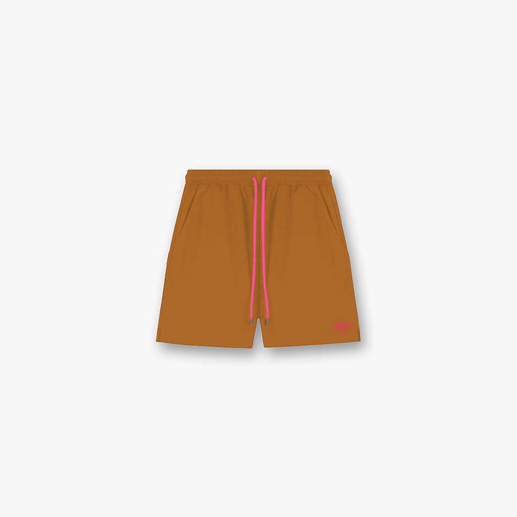 Shorts Curto Tactel Comam Frutas Marrom