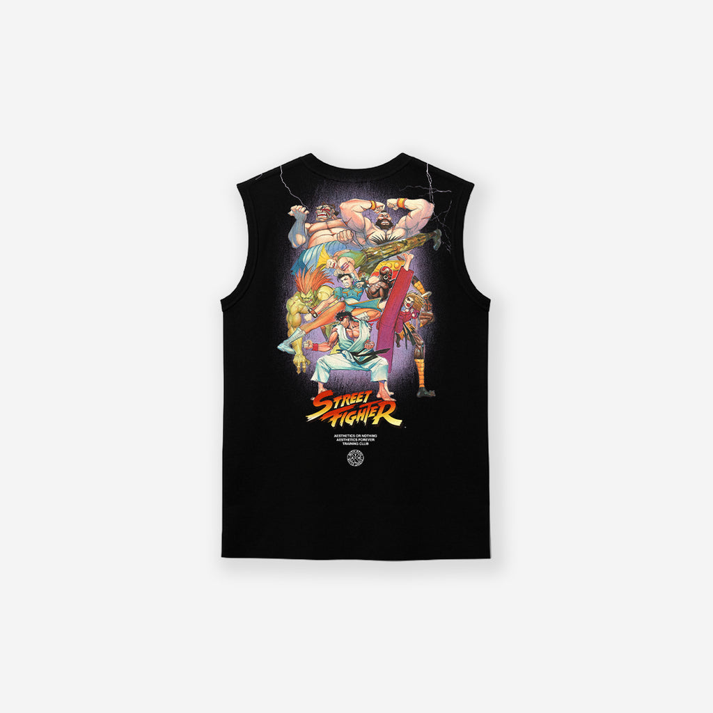 Regata Drop Shoulder Slevelles Mith Street Fighter Logo Line Preto