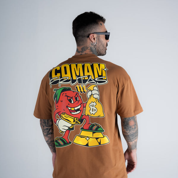 Camiseta Oversized Comam Frutas Richie Marrom