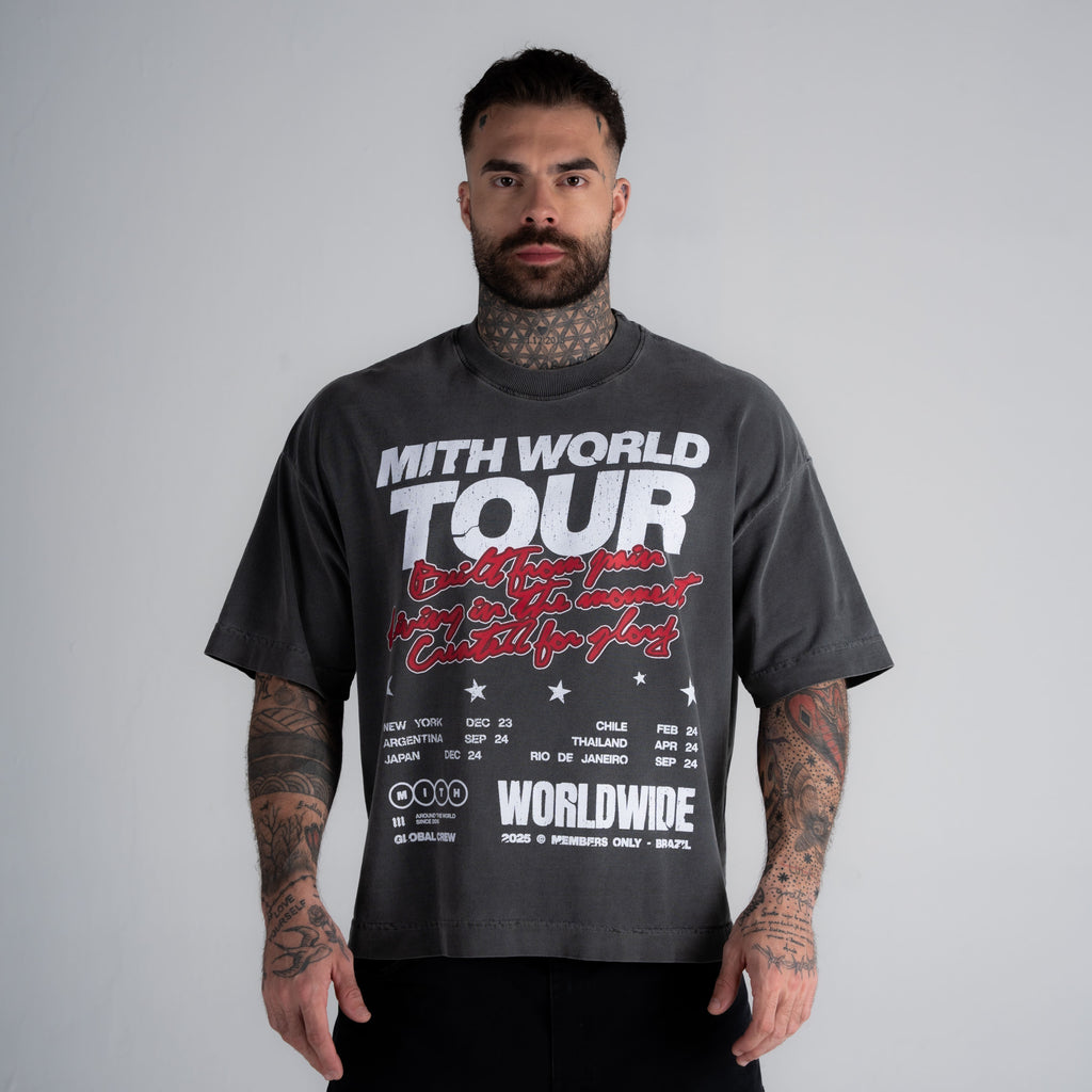 Camiseta Box Estonada Mith Tour Cinza